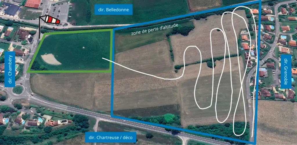 alt="approach pattern paragliding Saint-Hilaire"