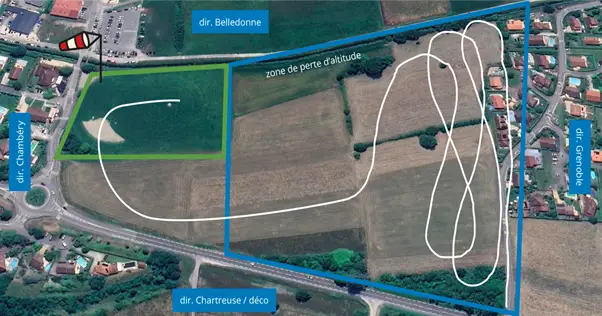 alt="approach pattern paragliding Saint-Hilaire"